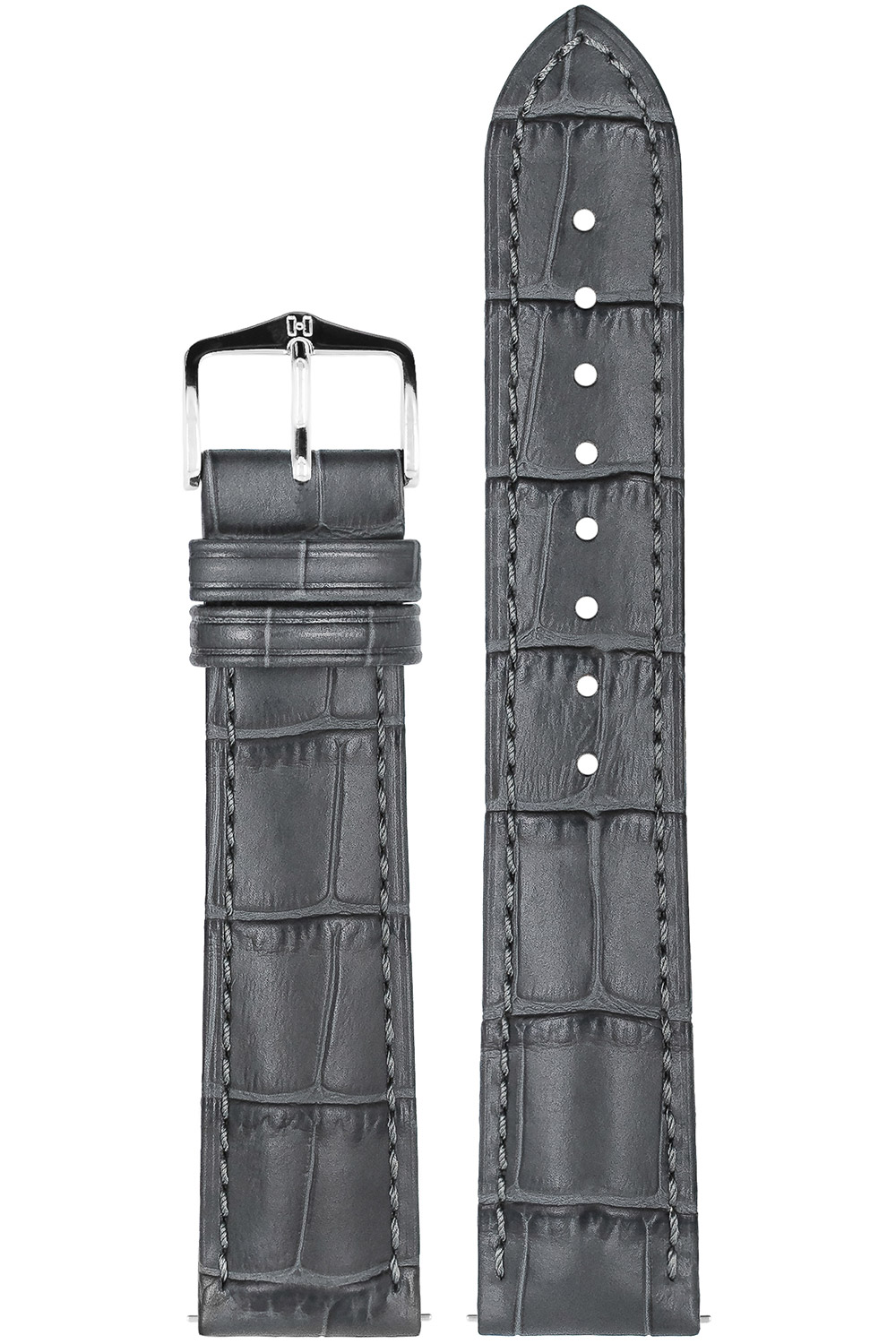 Hirsch 01028030-2-20 Uhrenarmband Duke L 20 mm Leder Dunkelgrau