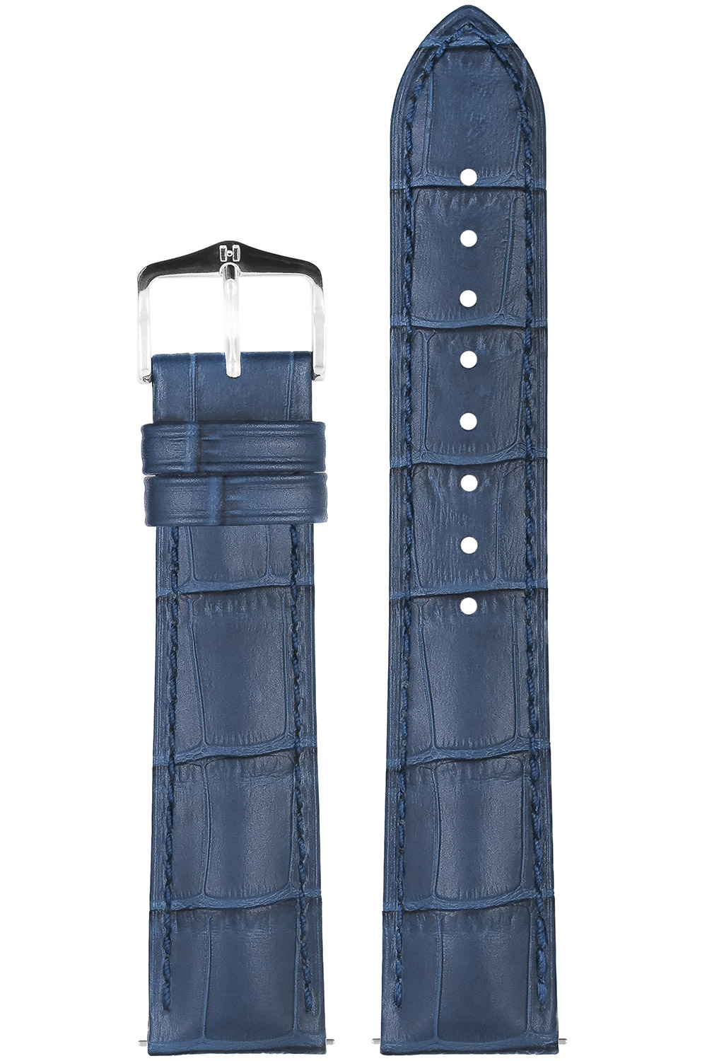 Hirsch 01028080-2-22 Uhrenarmband Duke L 22 mm Leder Blau