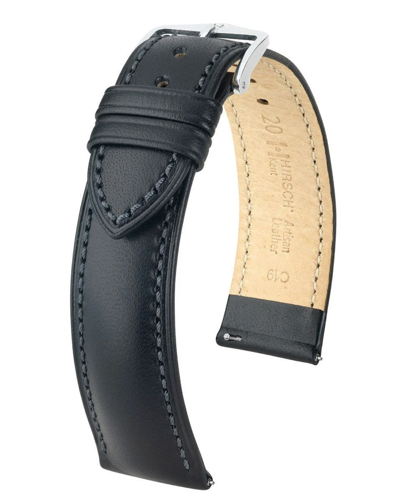 Hirsch 01002050-2-20 Uhrenarmband Kent L 20 mm Leder Schwarz