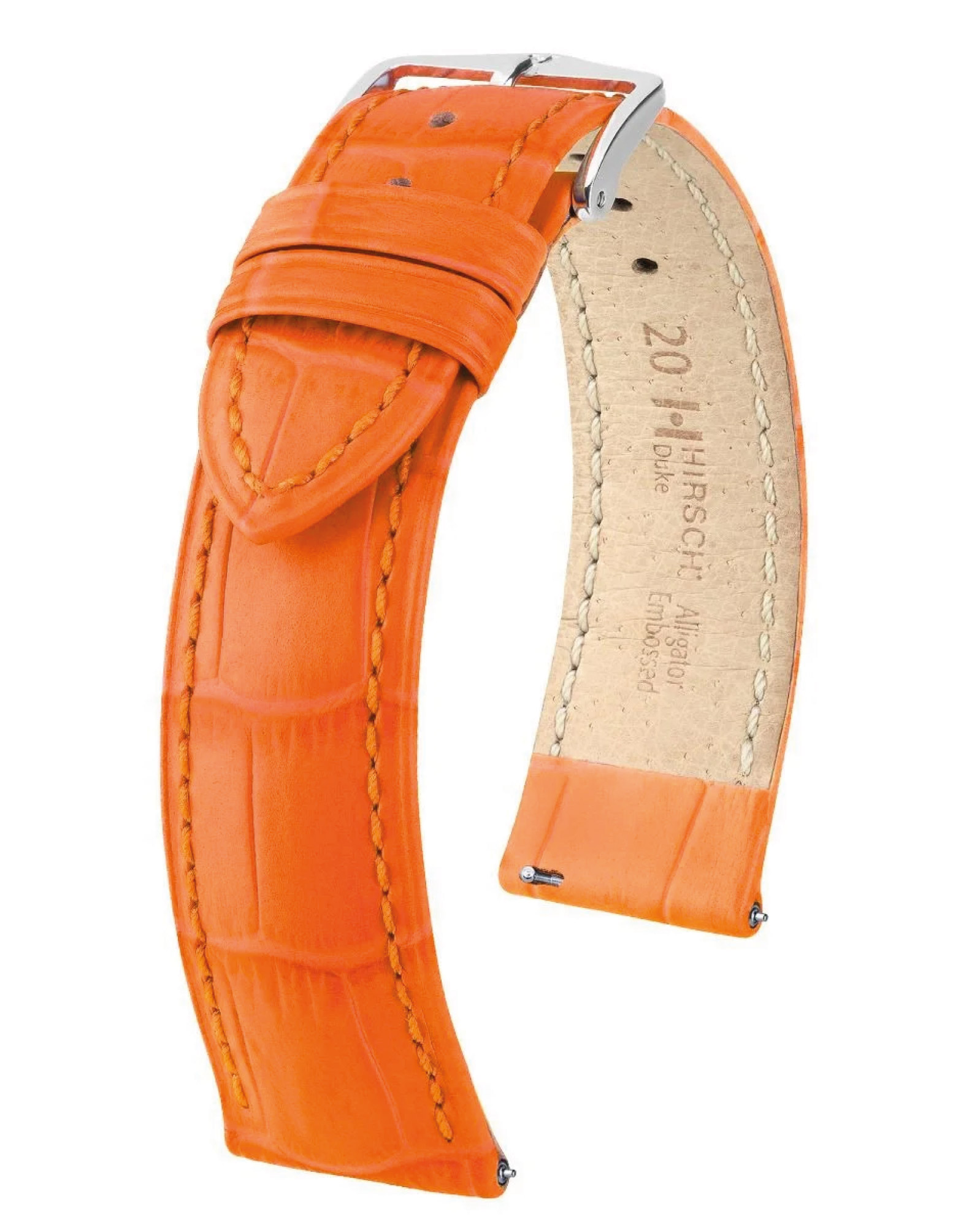 Hirsch 01028076-2-22 Uhrenarmband Duke L 22 mm Leder Orange