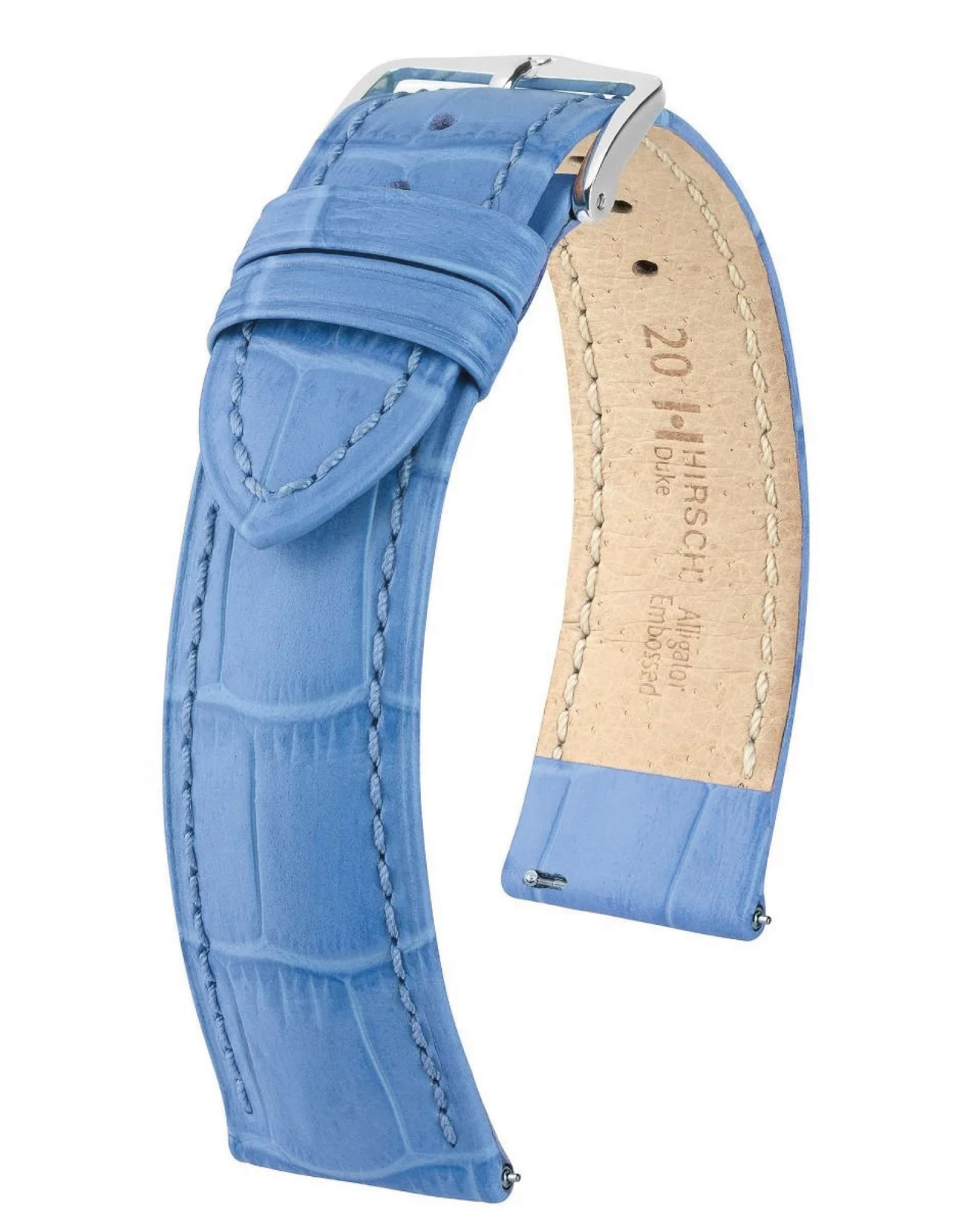 Hirsch 01028083-2-20 Uhren-Armband Duke L 20 mm Leder Hellblau