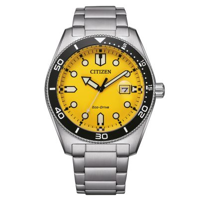 Citizen Eco-Drive Men's Watch Solar Steel/Yellow AW1760-81Z • uhrcenter