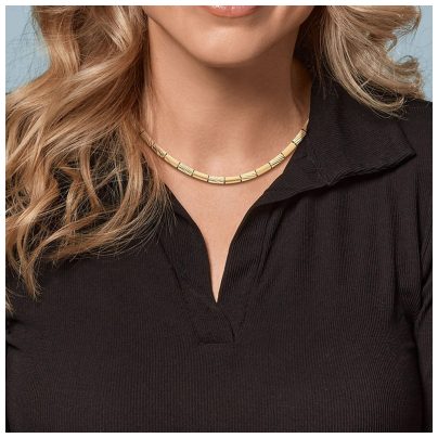 Collier Vintage Boccia En Titane - Longueur 51 Cm, Couleur Argenté/blanc, Occasion Avec Boîte