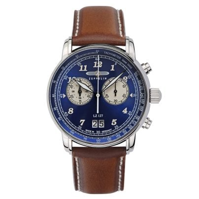 Zeppelin Men's Watch Chronograph LZ 127 Brown/Blue 8684-3 • uhrcenter