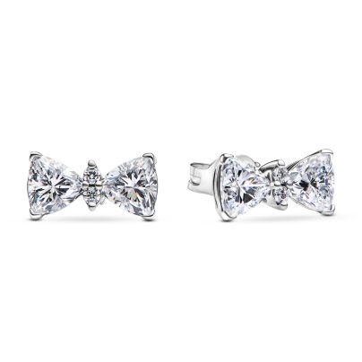 Pandora Ladies' Stud Earrings Silver Sparkling Bow