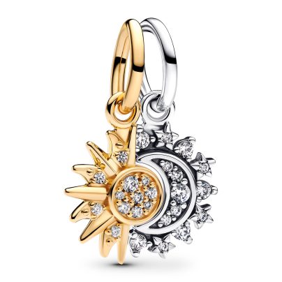 Pandora Dangle Charm Sun and Moon Two Tone 763585C01