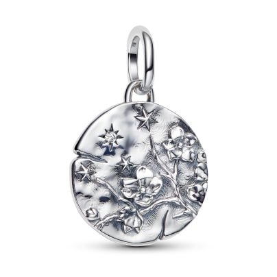 Pandora Locket Dangle Charm Silver Cherry Blossom
