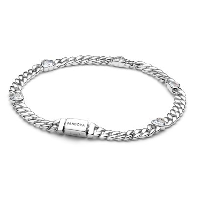 Pandora Women's Silver Bracelet Cubic Zirconia Heart