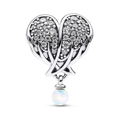 Pandora Silver Charm Sparkling Angel Wings & Heart 792980C01