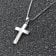 trendor 08474 Silver Cross Pendant Men's Necklace Image 3