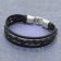 trendor 75807 Men's Leather Bracelet Black Image 3