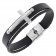 trendor 75875 Men's Bracelet Black Leather Steel Cross Image 1