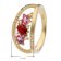 trendor 15604 Ladies' Ring with Real Gemstones 925 Silver Gold-Plated Image 6