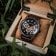 Holzkern Herrenuhr Quarz Chronograph Buschwerk Walnuss/Marmor 5