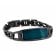Holzkern Herrenarmband Edelstahl Modulus Blatt Blau/Schwarz 1