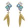Victoria Cruz A4790-MDT Women's Dangle Earrings Lisbon Gold Tone Blue Image 1